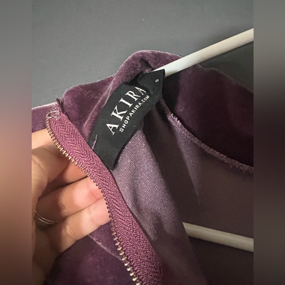 AKIRA Faux Wrap Velvet Dress, Lavender Size Small - Picture 4 of 4